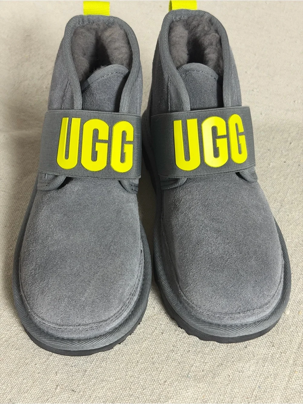 Gray suede UGG Kids' Neumel II Graphic boots